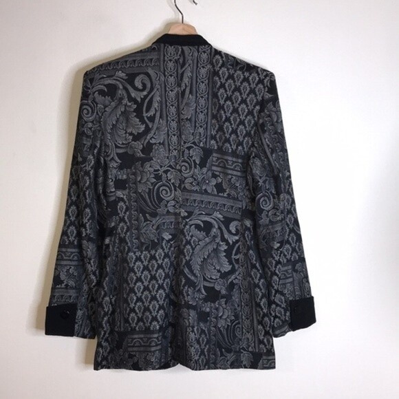 Vtg Sfarzo ladies button up printed detail coat blazer with shoulder M - Picture 2 of 12
